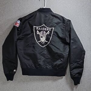 Starter Raiders Vintage Jacket Satin Bomber Medium Made in USA OAKLAND NFL 80s 9